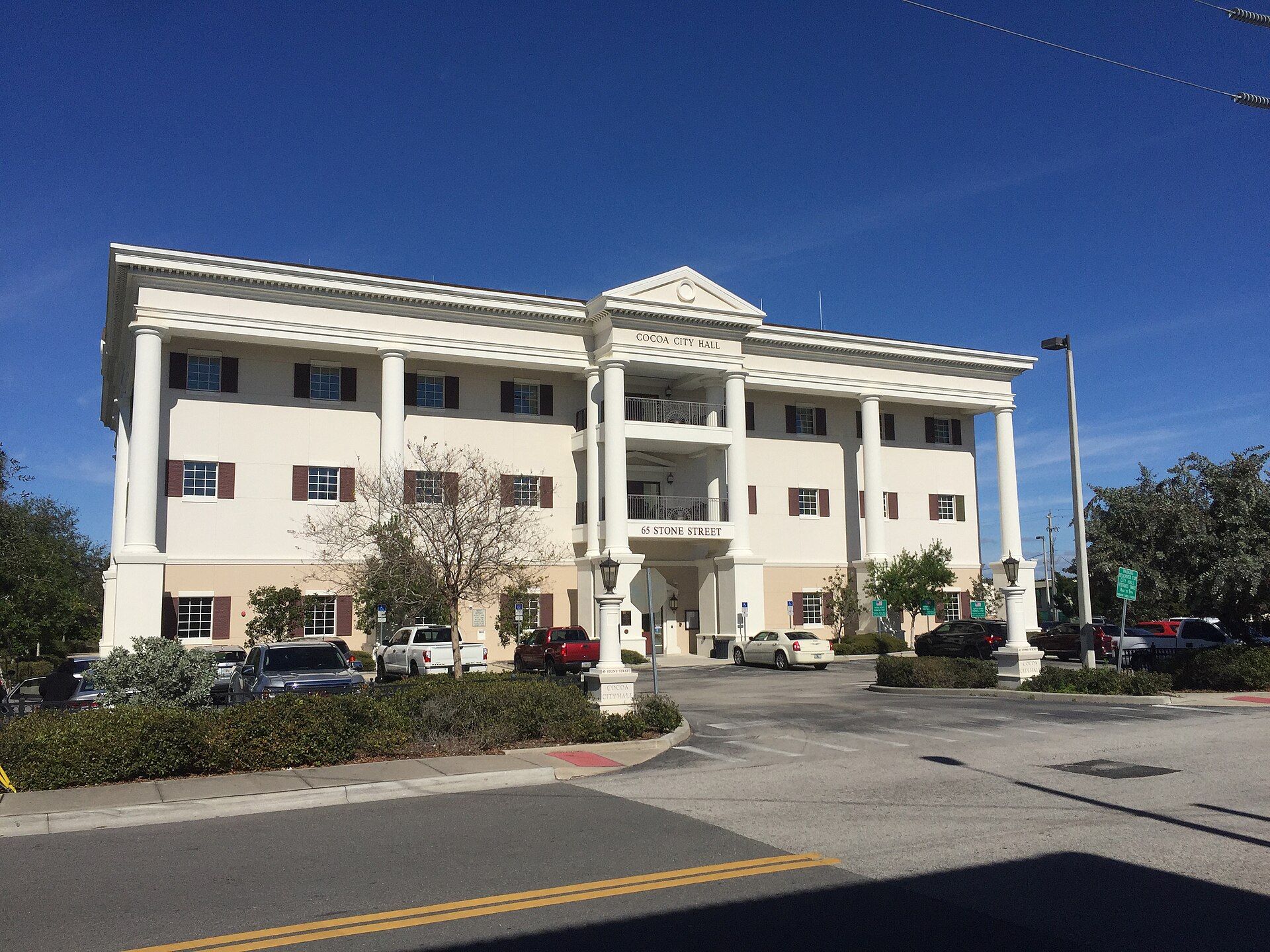 Cocoa City Hall, the principal surviving civic building from the city's mid-20th-century civic-construction era.