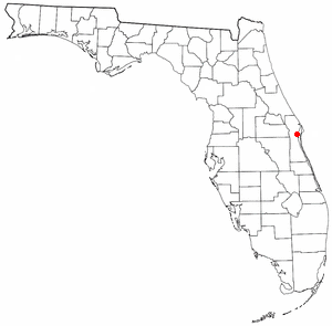 Florida outline map with Cocoa pinned.